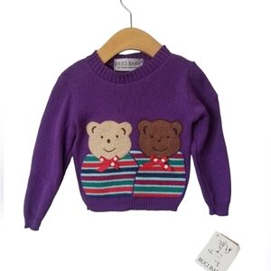 Vintage 80s Purple Bear Sweater Girls 3T